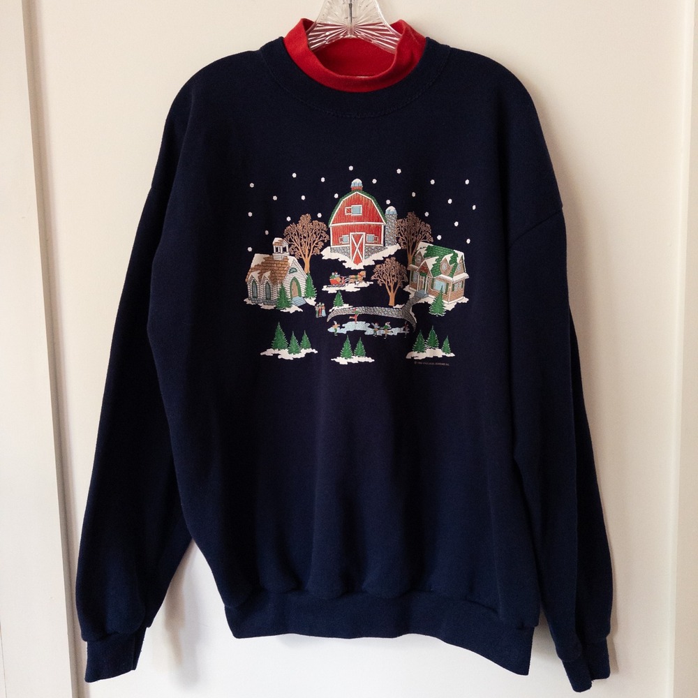 Vintage Winter Barn Sweatshirt Unisex XL Christmas 90s Nostalgic Snow Holiday